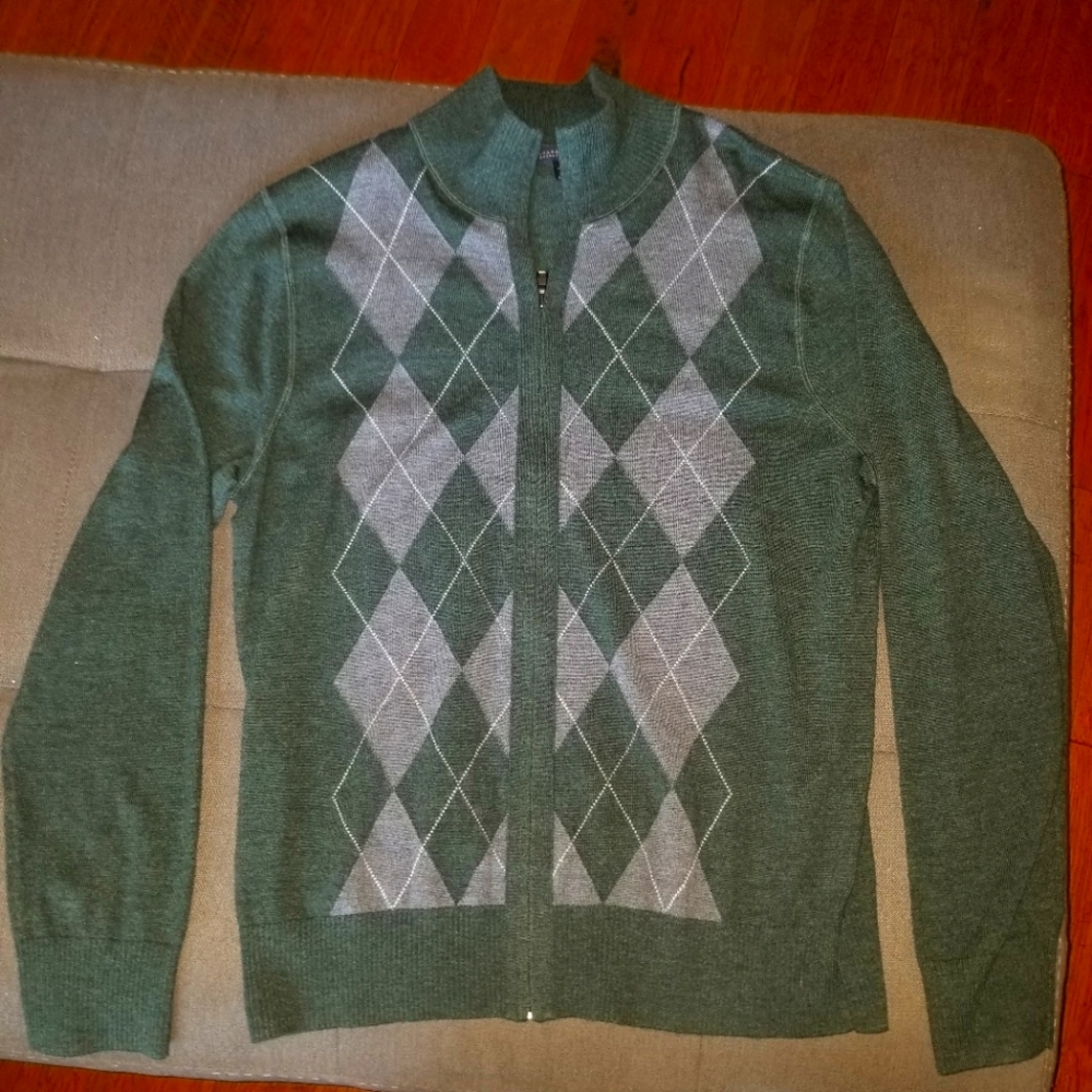 Banana Republic Argyle Zip Up Cardigan